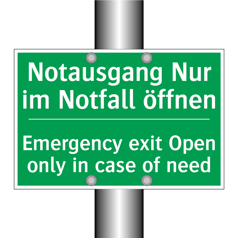 Notausgang Nur im Notfall öffnen /.../ - Emergency exit Open only in case /.../