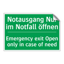 Notausgang Nur im Notfall öffnen /.../ - Emergency exit Open only in case /.../