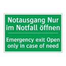 Notausgang Nur im Notfall öffnen /.../ - Emergency exit Open only in case /.../