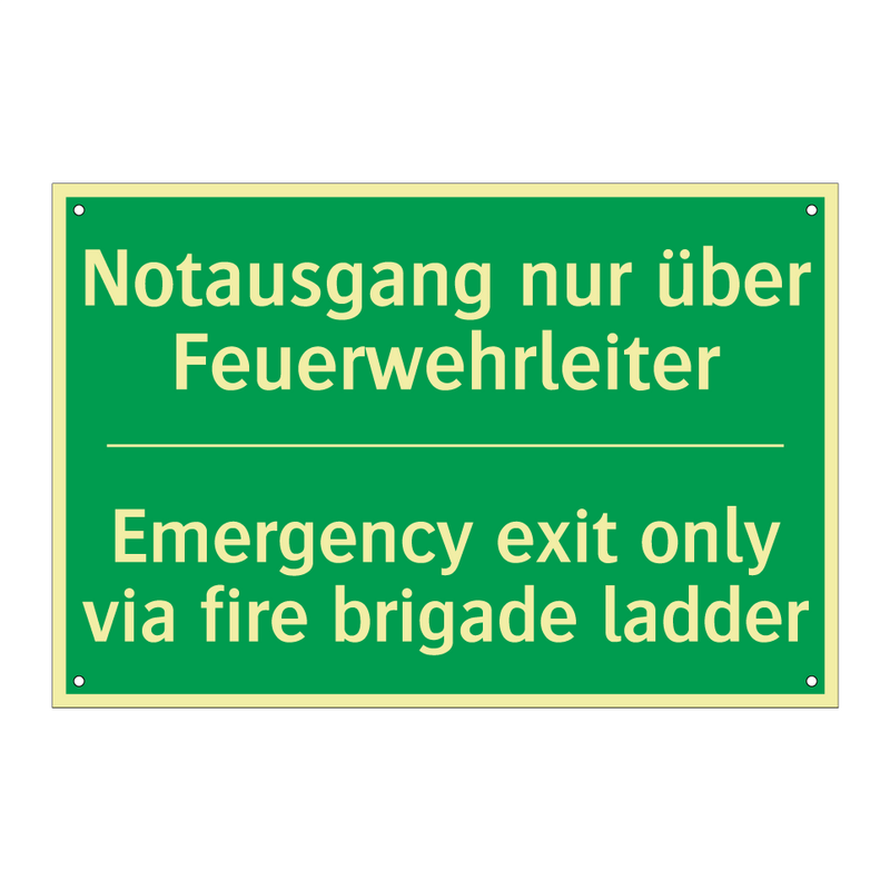 Notausgang nur über Feuerwehrleiter /.../ - Emergency exit only via fire brigade /.../