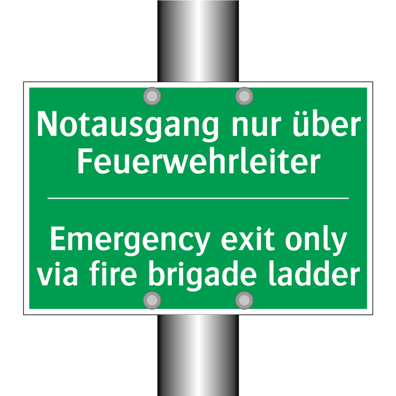 Notausgang nur über Feuerwehrleiter /.../ - Emergency exit only via fire brigade /.../