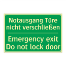Notausgang Türe nicht verschließen /.../ - Emergency exit Do not lock door /.../
