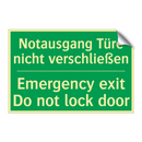 Notausgang Türe nicht verschließen /.../ - Emergency exit Do not lock door /.../