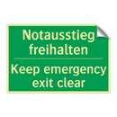 Notausstieg freihalten - Keep emergency exit clear