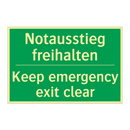 Notausstieg freihalten - Keep emergency exit clear