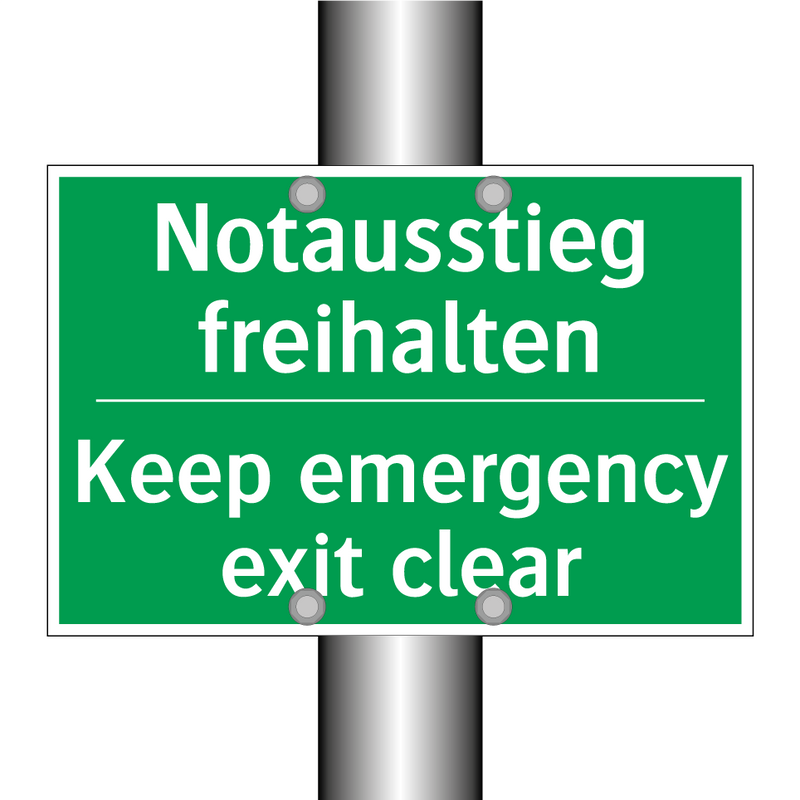 Notausstieg freihalten - Keep emergency exit clear