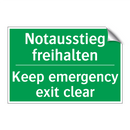 Notausstieg freihalten - Keep emergency exit clear