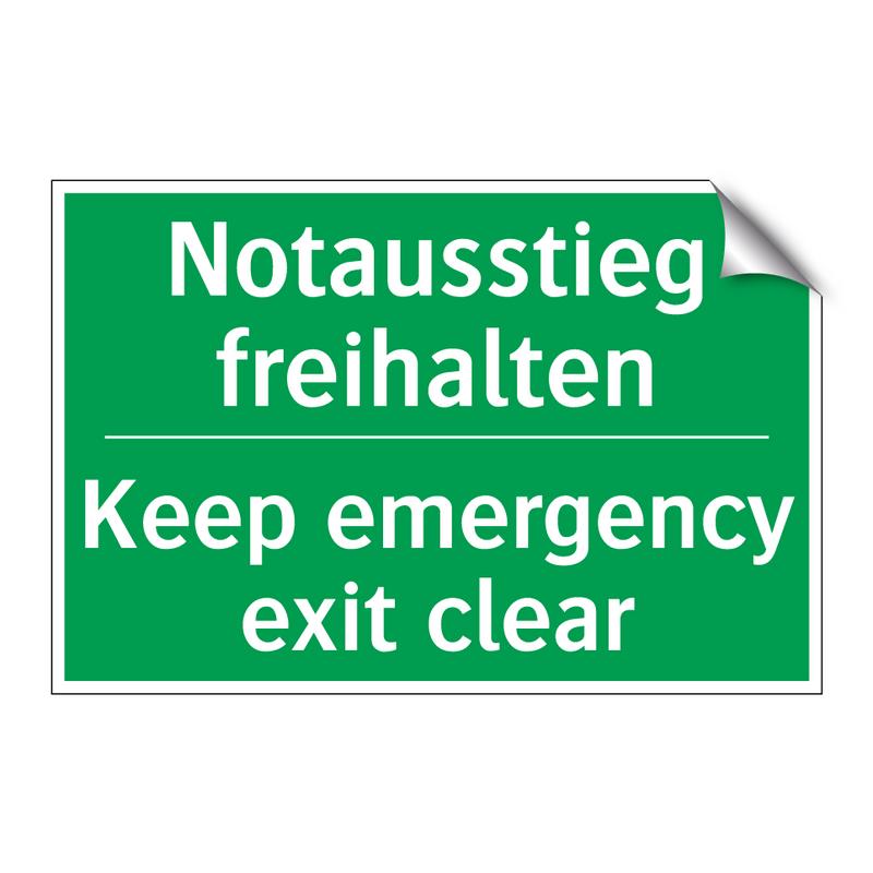 Notausstieg freihalten - Keep emergency exit clear
