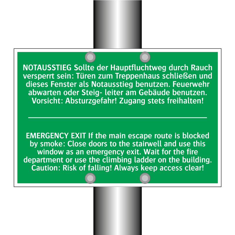 NOTAUSSTIEG Sollte der Hauptfluchtweg /.../ - EMERGENCY EXIT If the main escape /.../