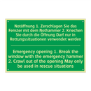 Notöffnung 1. Zerschlagen Sie /.../ - Emergency opening 1. Break the /.../
