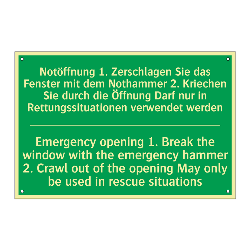 Notöffnung 1. Zerschlagen Sie /.../ - Emergency opening 1. Break the /.../