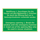 Notöffnung 1. Zerschlagen Sie /.../ - Emergency opening 1. Break the /.../