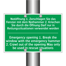 Notöffnung 1. Zerschlagen Sie /.../ - Emergency opening 1. Break the /.../