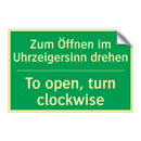 Zum Öffnen im Uhrzeigersinn drehen /.../ - To open, turn clockwise