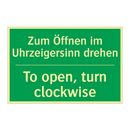 Zum Öffnen im Uhrzeigersinn drehen /.../ - To open, turn clockwise