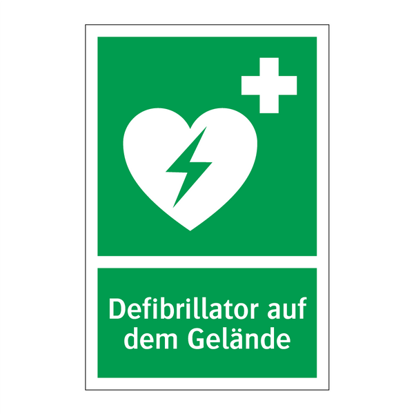 Defibrillator auf dem Gelände
