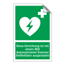 Diese Einrichtung ist mit einem AED Automatisierter Externer Defibrillator ausgestattet