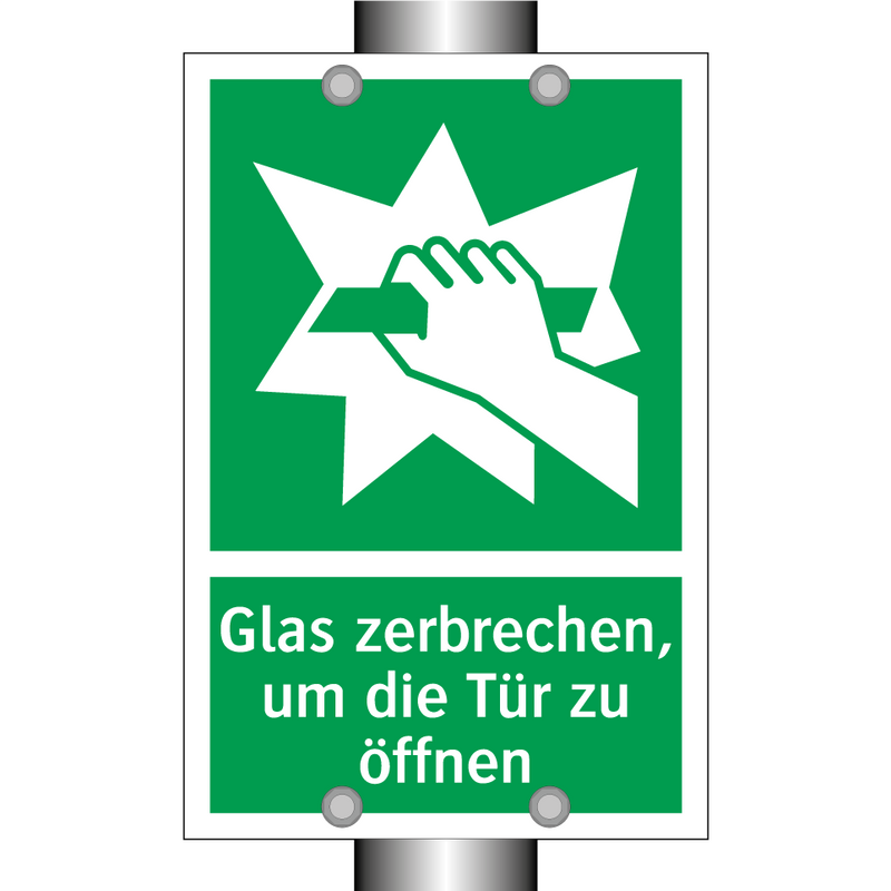 Glas zerbrechen, um die Tür zu öffnen