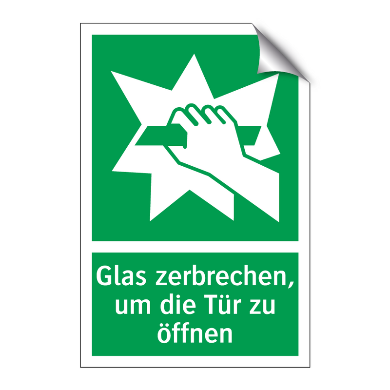Glas zerbrechen, um die Tür zu öffnen