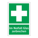 Im Notfall Glas zerbrechen