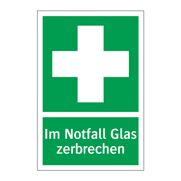 Im Notfall Glas zerbrechen