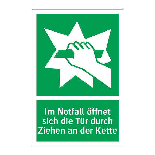 Im Notfall öffnet sich die Tür durch Ziehen an der Kette