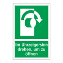 Im Uhrzeigersinn drehen, um zu öffnen