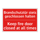 Brandschutztür stets geschlossen /.../ - Keep fire door closed at all times/.../