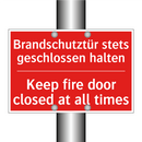 Brandschutztür stets geschlossen /.../ - Keep fire door closed at all times/.../