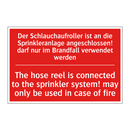 Der Schlauchaufroller ist an die /.../ - The hose reel is connected to /.../