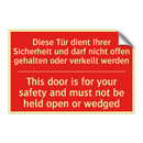 Diese Tür dient Ihrer Sicherheit /.../ - This door is for your safety and /.../