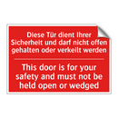 Diese Tür dient Ihrer Sicherheit /.../ - This door is for your safety and /.../