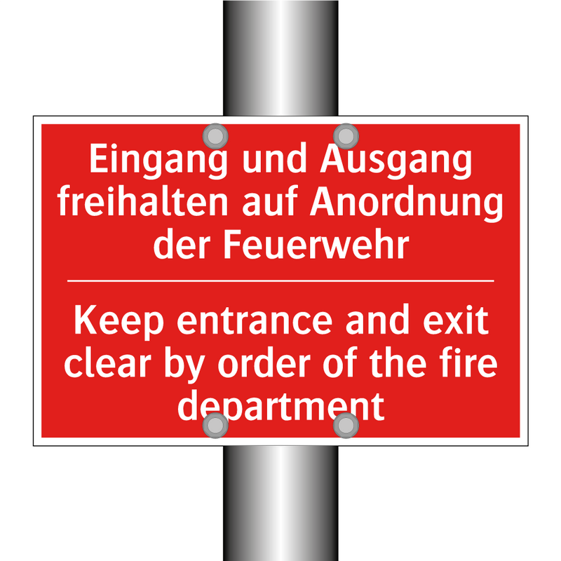 Eingang und Ausgang freihalten /.../ - Keep entrance and exit clear by /.../