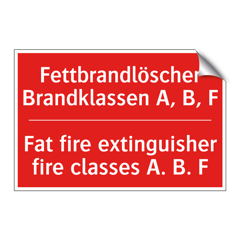 Fettbrandlöscher Brandklassen /.../ - Fat fire extinguisher fire classes /.../