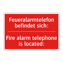Feueralarmtelefon befindet sich:/.../ - Fire alarm telephone is located:/.../