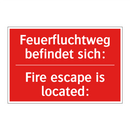 Feuerfluchtweg befindet sich: - Fire escape is located: