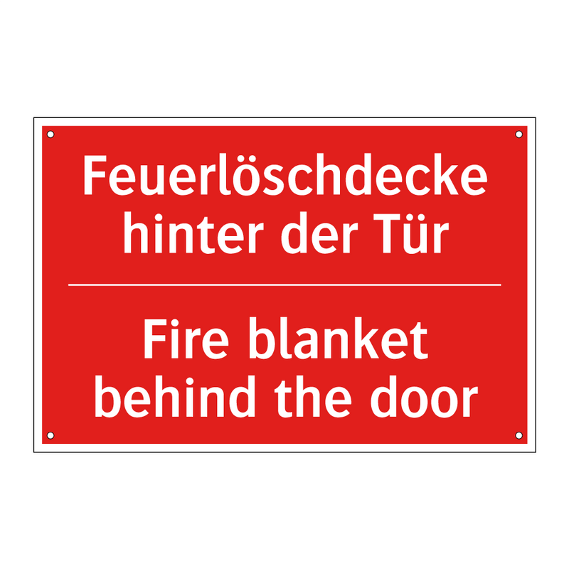 Feuerlöschdecke hinter der Tür - Fire blanket behind the door