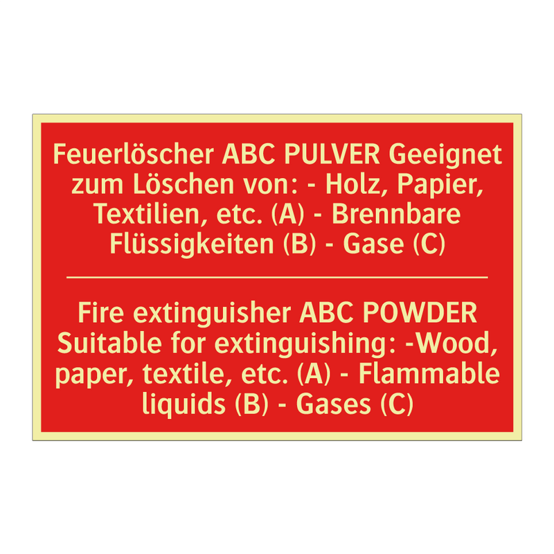 Feuerlöscher ABC PULVER Geeignet /.../ - Fire extinguisher ABC POWDER Suitable /.../
