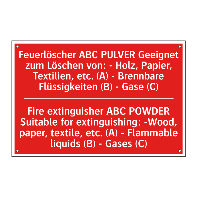 Feuerlöscher ABC PULVER Geeignet /.../ - Fire extinguisher ABC POWDER Suitable /.../