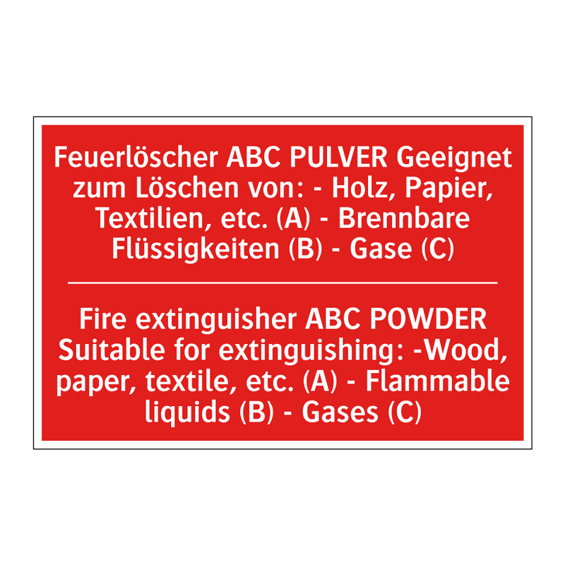 Feuerlöscher ABC PULVER Geeignet /.../ - Fire extinguisher ABC POWDER Suitable /.../