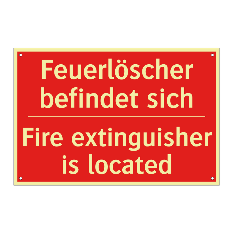 Feuerlöscher befindet sich - Fire extinguisher is located