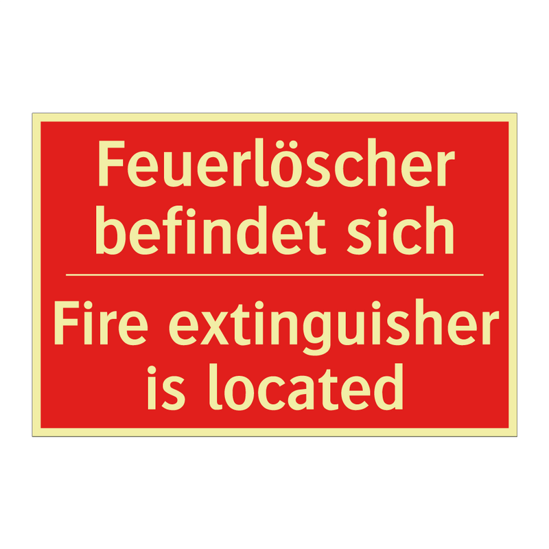Feuerlöscher befindet sich - Fire extinguisher is located