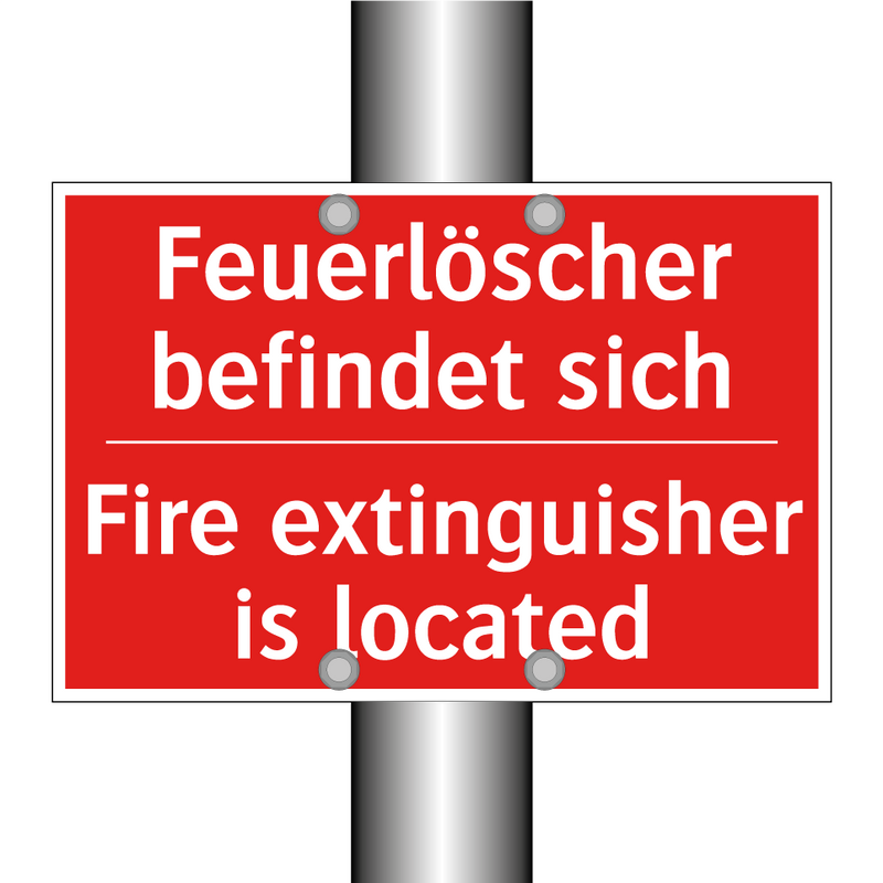Feuerlöscher befindet sich - Fire extinguisher is located