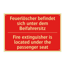 Feuerlöscher befindet sich unter /.../ - Fire extinguisher is located under /.../