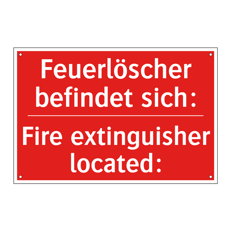 Feuerlöscher befindet sich: - Fire extinguisher located: