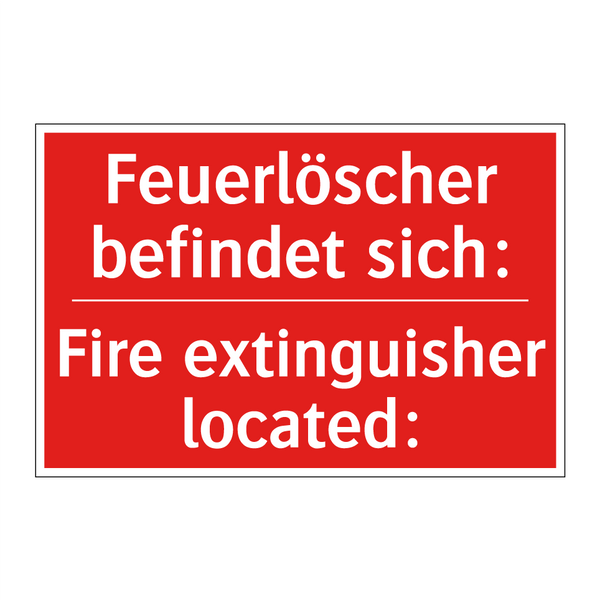 Feuerlöscher befindet sich: - Fire extinguisher located: