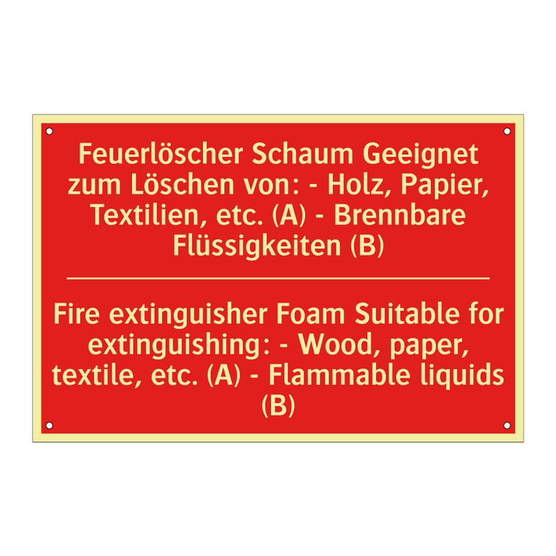Feuerlöscher Schaum Geeignet zum /.../ - Fire extinguisher Foam Suitable /.../
