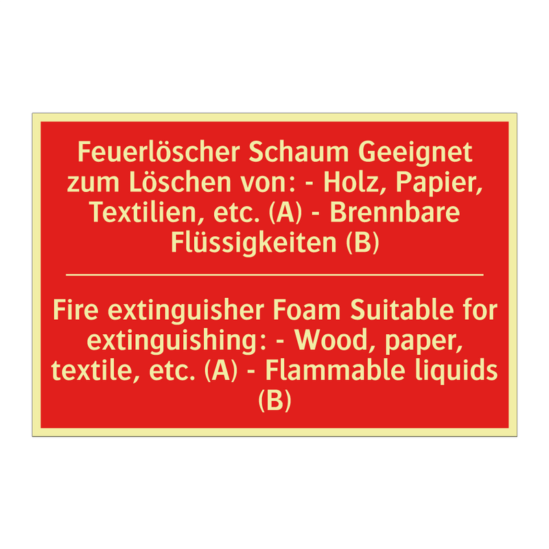 Feuerlöscher Schaum Geeignet zum /.../ - Fire extinguisher Foam Suitable /.../