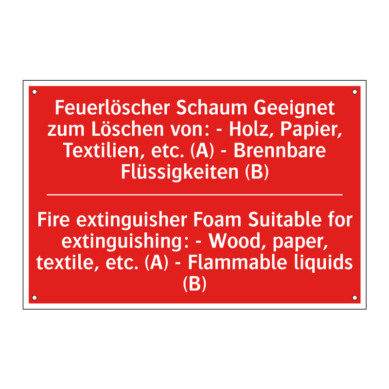 Feuerlöscher Schaum Geeignet zum /.../ - Fire extinguisher Foam Suitable /.../