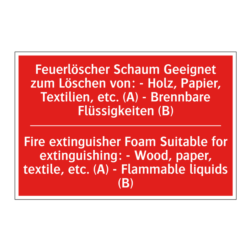 Feuerlöscher Schaum Geeignet zum /.../ - Fire extinguisher Foam Suitable /.../